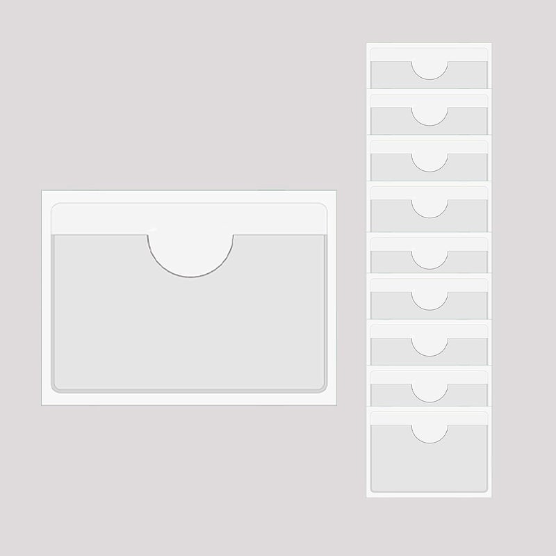 Baitoo Adhesive Clear Pockets,Self Adhesive Clear Label Pockets Adhesive Card Folder Plastic Pockets Holders Sleeves for Index Cards Planners Cabinet Shelves Photo Cd,10Pieces (310x217mm) - Image 1